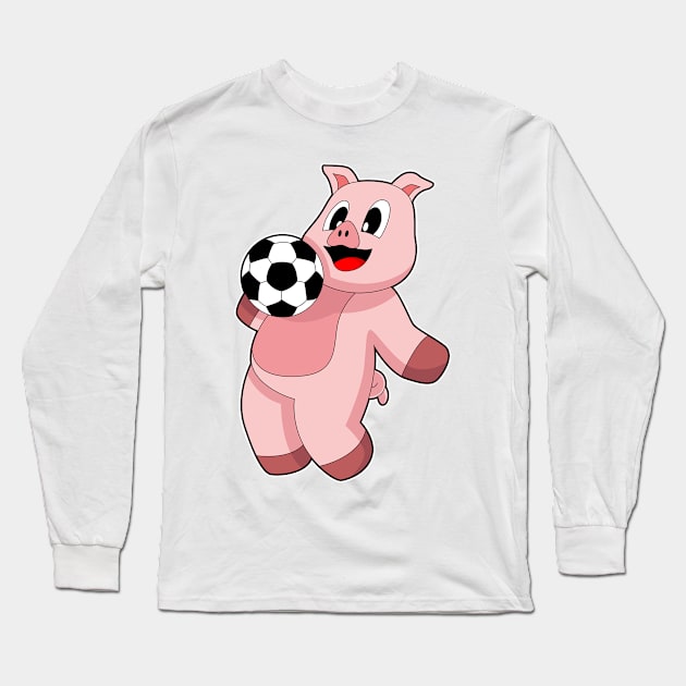 Pig Soccer player Soccer Long Sleeve T-Shirt by Markus Schnabel